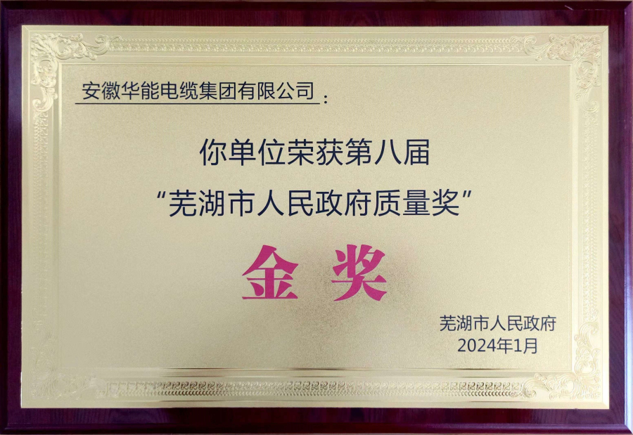 “蕪湖市人民政府質(zhì)量獎”金獎